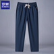 ROMON cotton linen pants men's summer thin cropped pants men's new Chinese loose large size straight line trousers H8223 black XL 130-145Jin [Jin equals 0.5 kg]