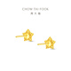 Chow Tai Fook hollow sparkling sugar cube stars solid gold earrings earrings (labor cost 260) about 1.75g EOF1673