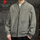 Pierre Cardin Jacket Men's Spring and Autumn Premium Top Baseball Collar Work Jacket Men's Trendy Clothes Gray Green XL