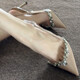 
Planaling high heels nude color pointed toe leather shoes rhinestone sandals female fairy heels single shoes summer height enhancement Mary Zhen high heels - nude color [6CM] 36