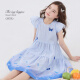 Disney Girls 'Kleid Sommer-Baumwoll-Kinderrock 2025 Neue mittlere bis große Kinder modische Prinzessin Rock Dünne Sommerkleid Dream Blau 150 cm