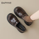 Daphne (Daphne) Brown espesado mocasín para mujeres 2025 Nuevos zapatos de cuero JK de estilo británico para mujeres con zapatos de alta gama Singles Brown [talón sin decoración] MF3883-5 35