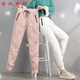 ANED White Duck Down Pants Women's Outerwear Winter 2026 New Plus Velvet Thickened Northeastern Cold-Resistant Leg-warming Cotton Pants Pink (Down Pants) S