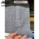 Jeep Spirit High poids Waffle Henry Collar à manches longues T-shirt Men's Curved Hem-Breakfast Breakfast Loose Casual Bottom Shirt Black C4BHB-JX9918 S 90JIN [Jin est égal à 0,5 kg] -110jin [Jin est égal à 0,5 kg]
