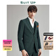 SUITUP Green Suit Men's Suit Business Casual Gentleman High-end Groom Wedding Dress Suit Three-piece Autumn and Winter Green Top + Vest + Pants Three-piece Set 4XL 56A Please note the pants size when taking the photo