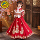 G.DUCKKIDS Girls Winter Dress New Year Clothes Children Autumn Winter Skirt Red Dress 2025 New Hanfu New Year Clothes A2355 Plus Velvet + Hairpin 110 cm