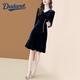 Dudant Luxury High-End Brand Gold Velvet Dress для женщин весна и осень 2025 г. Новый темперамент V-образный выстрел Slim Slim Fishtail юбка 16783 Blue S