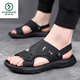 Woodpecker full cowhide sandals men's 2025 summer new men's genuine leather soft sole sandals beach shoes 7625 new gray 40