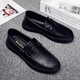 YRC Yierkang 2025 Été Génétique Cuir Cuir Casual Men's Chaussures British Style Chaussures en cuir décontracté Les gens paresseux Kick Hands 9903 Black 43