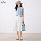 
Eifli (eifini) Eifli round neck fake two-piece knitted cardigan for women's summer thin outer sun protection top 2025 summer new style Sea ice blue L 115-130Jin [Jin equals 0.5 kg]