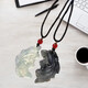New Chinese style fish transformed into dragon and double fish exquisite school bag, safe ancient style ink necklace, male and female couple best friend pendant, ink fish pendant - black + white - 1 pair
