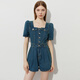 Dokte 2025 Sommer New Blue Denim Jumpsuit Frauen gut aussehender französischer Jumpsuit Jumpsuit Denim Blue M.