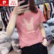 Pierre Cardin 2025 Sommer neuer Stil Front Schulter weiß kurzärmelig T-Shirt für Frauen schöne dünne lose große Baumwoll-T-Shirt Top Trendy KC693 Weiß M.