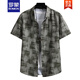 
ROMON short-sleeved shirt men's summer loose pointed collar fir jacket thin ice silk top clothes handsome shirt men 7027 deep coffee M about 95~110 Jin [Jin equals 0.5 kg] can be worn
