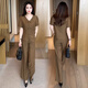 Kayoulai Mode Frauenkleidung Set Modischer und modischer Stil reduzieren weibliche kleine Menschen Sommer 80er Jahre Neue chinesische Plattenknopf Frauen Kaffee Set M Gewicht 85-100jin [Jin gleich 0,5 kg] Universelle Größe