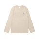 Ziweiqi trendy brand men's long-sleeved cotton spring and autumn base shirt heavy top Japanese cotton shirt white loose letters white cotton long-sleeved - 1365 S [Suggested 90-115Jin [Jin equals 0.5 kg]]