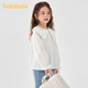 Balabala shopping mall same style children's clothing girls long-sleeved shirt pure cotton white shirt 2025 spring new top original white 10101 100