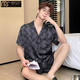 Modal haut de gamme Pyjama MODAL PAJAMAS Été Shorts à manches courtes à manches courtes et fines vêtements de maison de grande taille Men d'été 3899 Gris noir L (poids 100 à 139)