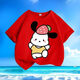 Cute Paccharia Dog Summer New Cartoon Men and Women Medium Large Children Short Sleeve T-shirt Pure Cotton Round Neck Loose and Versatile Children-SL Yellow-KX692 Afraid of Dog 110 [Suggested height 100-110 cm]