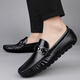 Light luxury brand beanie shoes for men in summer new men's genuine leather business British style casual leather shoes daddy driving shoes 9921 black 37