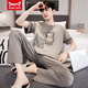 Catman Miiow Cotton Pyon Pajamas Men's Men's Summer Classed Colted Coton Cotton Coton Coton de grande taille de Vêtements de maison YS9201 XL Convient pour 120-140jin [Jin est égal à 0,5 kg]