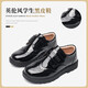 
Children's leather shoes for boys British style black leather shoes performance shoes campus soft sole single shoes matte British style size 39 inner length 23.5/suitable for foot length 22.5cm