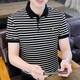 Hailan striped POLO shirt men's short-sleeved POLO shirt Korean style slim ice silk shirt summer trendy brand casual embroidered shirt 6626 gray M (90105Jin[Jin equals 0.5 kg])