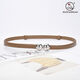 Adjustable women's thin belt, fashionable spherical double-buckle belt, versatile cowhide belt, women's decoration, dress strap 15939-Cai Green 95cm 50-