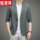 
Hengyuanxiang Fashion Men's Ice Silk Suit Pressed Glueless Casual Suit Jacket Spring and Summer Air Conditioning Shirt Sunscreen Clothes Black Spring and Autumn Style ZL12398 175 L
