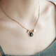 Only pair of QIANTAO Sunset Pine Original Natural Black Agate Necklace Simple Versatile Turquoise Pendant Women's Gift 45cm Imported Medical Steel Plated with 18k Gold Sunset Pine