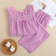 Roseme Roseme Spring and Summer New 15042 Pure Cotton Jacquard tela arrugada de tela redonda de encaje de encaje de manga larga Pajama Púrpura S (155)