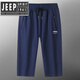 JEEP SPIRIT cotton sports cropped pants men's summer loose straight large size stretch breathable comfortable casual shorts 6169 black close M