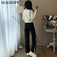 
MAGIOPY International Luxury High-end Brand European Station Set Women's Clothing 2025 Spring Fashion Age Reducing Short Jacket Top Black Top + Black Pants S (100Jin [Jin equals 0.5 kg])