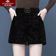 Yu Zhaolin (YUZHAOLIN) chenille high-waisted shorts for women, autumn and winter, a-line, thickened outer wear, fashionable, loose, slimming, wide-leg casual j-boot pants, black, plus velvet, L 105-115Jin Jin equals 0.5 kg