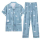 Pajamas Yalu Men's Summer Pure Cotton 2024 Nouveau pantalon à manches courtes Coton pur et taille Pure plus pour l'usure en plein air. JL691 Crown Blue M -110Jin [Jin est égal à 0,5 kg]