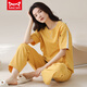 Catman Miiow Pajamas para mujeres en primavera y verano pantalones de manga corta Los estudiantes de estilo coreano puro pueden usar trajes de ropa para el hogar de algodón puro afuera en verano YZT9715 algodón corto y longitud M (80-jin [Jin equivale a 0.5 kg])