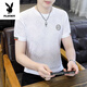 Playboy (PLAYBOY) high-end mulberry silk short-sleeved T-shirt men's 2025 summer thin silk t-shirt quick-dry half-sleeved men's top 867 black M [90-105Jin[Jin equals 0.5 kg]]