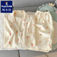 Woodpecker Sweet Rose Pure Cotton Gauze Pajamas Women's Summer Short Sleeve Shorts Trousers Three-Piece Cardigan Home Clothing Yunduo Cotton-9906# Star Puppy Three-Piece Set M [Suggested 75-100Jin [Jin equals 0.5 kg]]