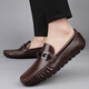 Leichte Luxusmarke Beanie Schuhe für Männer im Sommer Neue Männer echte Leder Business Britisch -Stil Casual Lederschuhe Daddy Fahrschuhe 9923 Brown 37