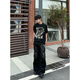 7 hochwertige Brief bedruckte kurzärmelige T-Shirts für Männer und Frauen für den Sommer New American Retro Casual Sport Trend Lose Paar Top xxjr-t1504 Black XL