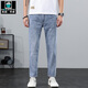 Aemape haut de gamme en jeans de pomme de qualité Spring et automne pantalon d'hommes lâches décontractés 2024 Plus Velvet court 9901 Blue et gris Single Piece 28 Circonférence de taille 2 pieds 1