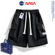 NASA [Summer thin loose] Functional tooling shorts for men straight casual sports five-point pants, black + apricot color, tooling style + logo style L (120-135Jin [Jin equals 0.5 kg])