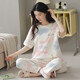 都市丽人夏季睡衣女士纯棉薄款短袖长裤学生可爱韩版套装春秋天宽松家居服 y9715 M 码建议75-95斤