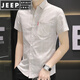 Jeep Spirit2025 New Ice Silk Shirt à manches courtes Men's Men's Summer Pocket Shirt coréen Casual Plaid Top 854 Green XL 120-133Jin [Jin est égal à 0,5 kg]