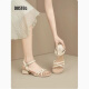 Dusto -Gurt Sandalen Frauenschuhe 2025 Sommer neue Mode niedliche einfache dicke Fersequadratheel 24x1048 Beige 34