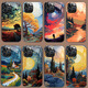 Dingding ding ding apple whone ding phone case ins style van gogh huile peinture style objectif tout compris petit style de femme frais adaptée à l'iPhone11 / 12/13/14/11
