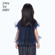 Jnby by JNBY New Jiangnan Buyi children's short-sleeved shirt A-type raglan sleeves round neck loose 25 autumn girls 1P7213050 413/grey navy 140 cm