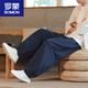 Romon Leinen Casualhose Herrenhosen Chinesische Marke Cotton Leinen Bloomer Fett lose Hosen Weitbein Hosen Khaki + Gray M.