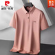 皮尔卡丹（pierre cardin）加肥加大码丝光棉商务polo.衫男短袖夏季胖子休闲翻领t恤上衣 6625浅杏 L (110-130斤)