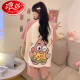 
Langsha 2025 summer pajamas for women pure cotton short sleeve shorts suit cartoon thin fat MM plus size can wear pajamas outside 694 Kapibala + 679 Green Dinosaur M [suggested 80-98 Jin [Jin equals 0.5 kg]] All size